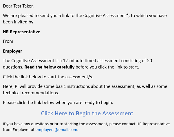 PI Cognitive Test Invitation