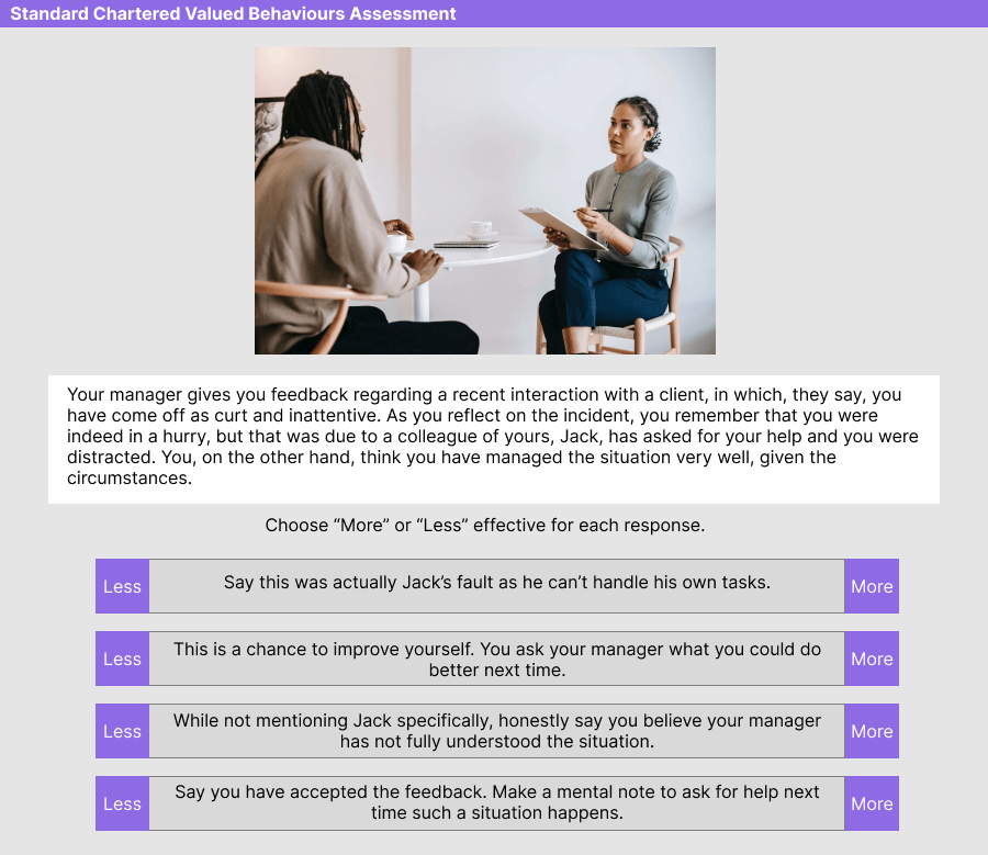 Standard Chartered Valued Behaviours Assessment Question 2