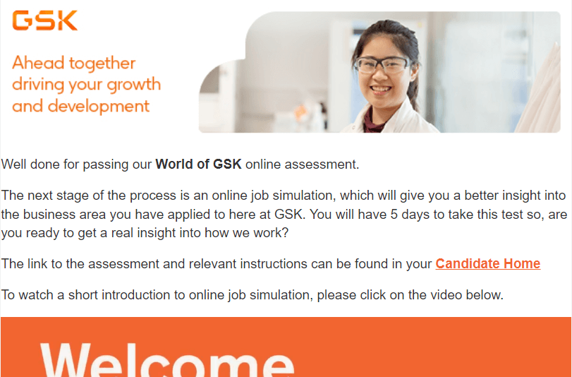 GSK Life Job Simulation Invitation