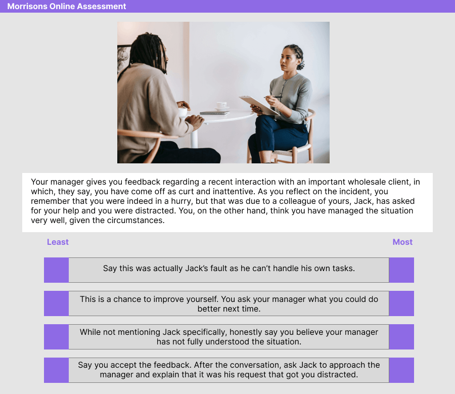 Morrisons Online Assessment Situational Judgment 2