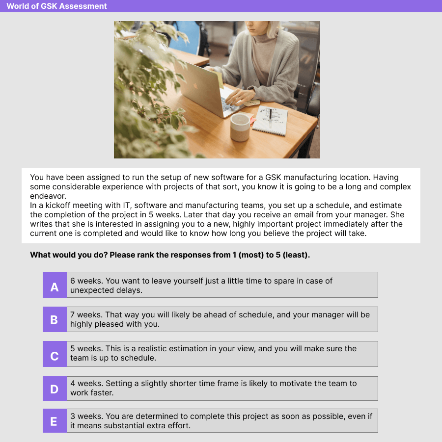 World of GSK SJT Sample Question 3