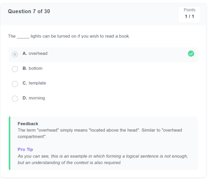 Feedback Explanation Example