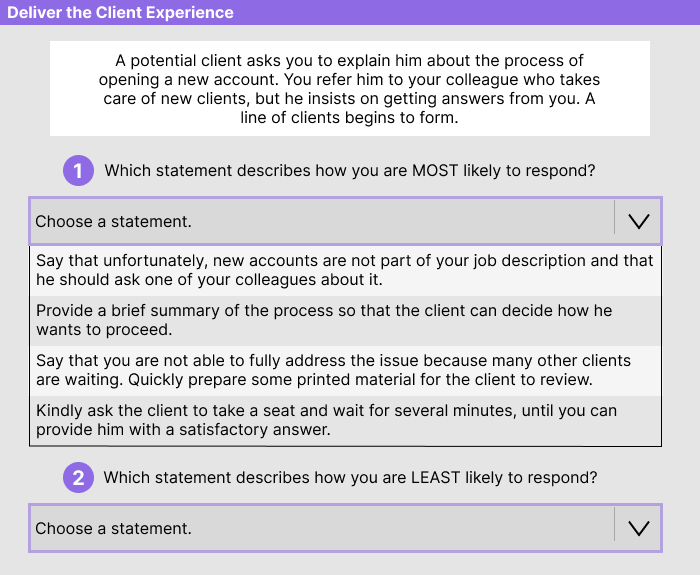 Wells Fargo Bank Teller Assessment Section 1 Sample 1