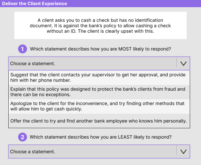 Wells Fargo Bank Teller Assessment Section 1 Sample 2