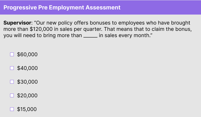 Progressive Pre Employment Assessment Numerical Practice Question 2