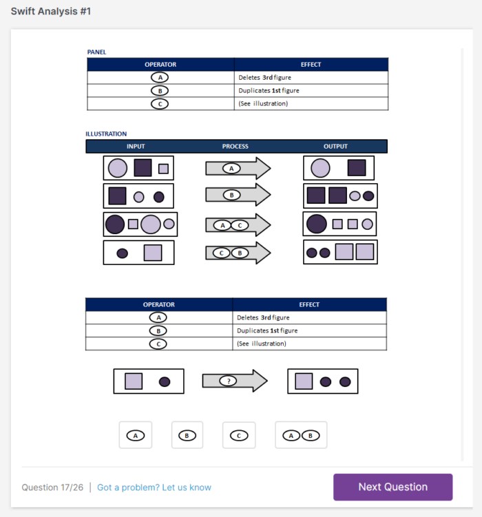 Saville Aptitude JTP Tailored Question Example - Diagrammatic