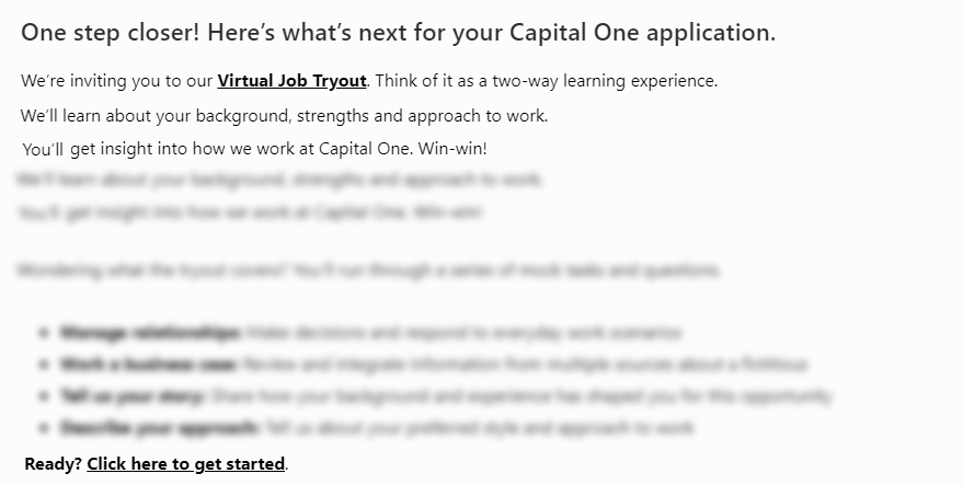 Capital One Test Invitation