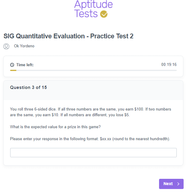 SIG Quantitative Evaluation Sample Question