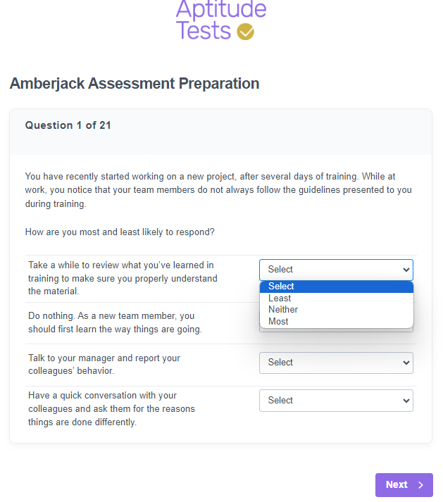 Amberjack SJT Sample 1