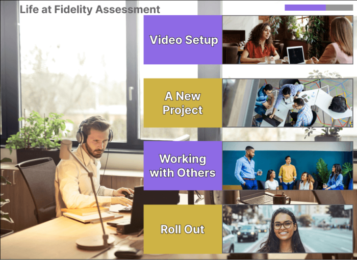Life at Fidelity Assessment Test Interface