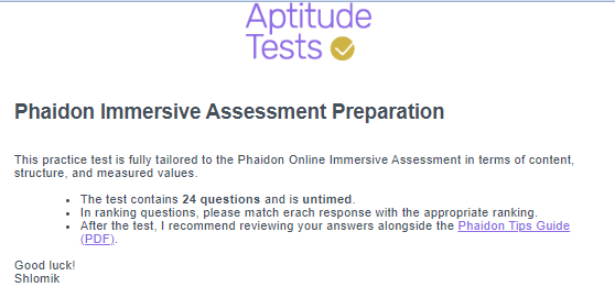 Phaidon Immersive Assessment Prep Instructions