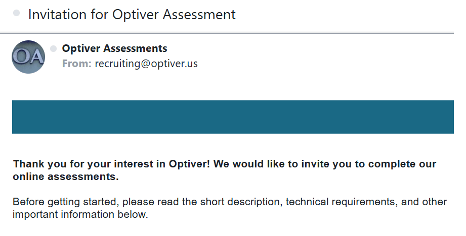 Optiver Test Invitation