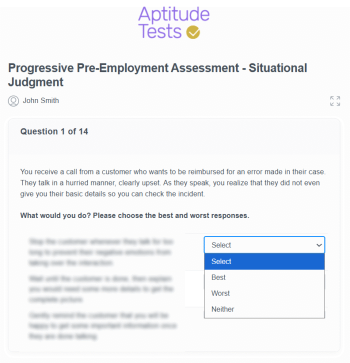 Progressive Pre-Employment Assessment - SJT 2