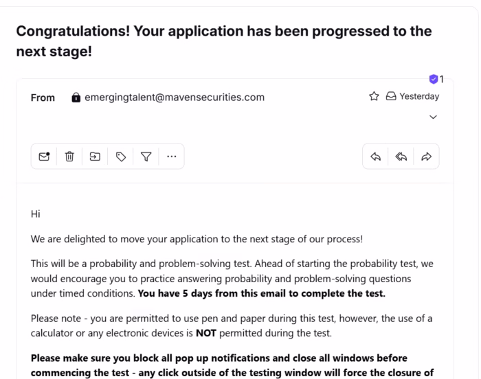 Maven Problem Solving Test Invitation